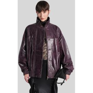 Bomber in pelle in Pelle Bordeaux