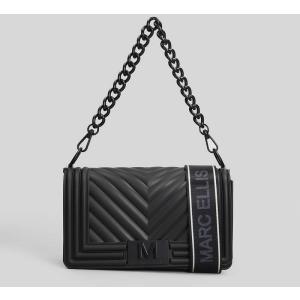 Borsa a spalla Flat S in Gomma Nera