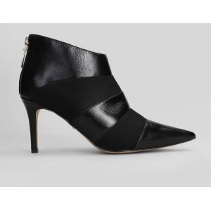 tronchetti tacco alto in pelle e camoscio Nero