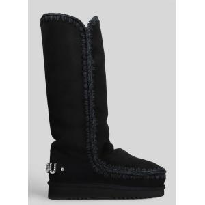 Stivali tacco basso Eskimo 40 in Camoscio Nero