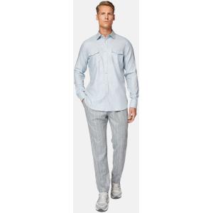 Boggi, Camicia In Flanella Di Cotone Tencel Reg, Uomo, Azzurro, Taglia: L