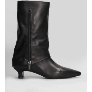 tronchetti tacco basso  in Pelle Nera