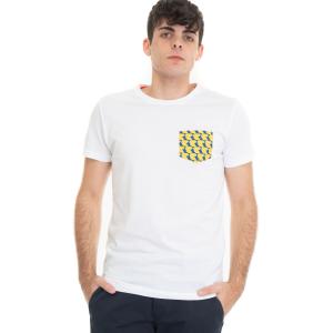 Gallo T-shirt girocollo mezza manica Bianco-giallo Cotone Uomo