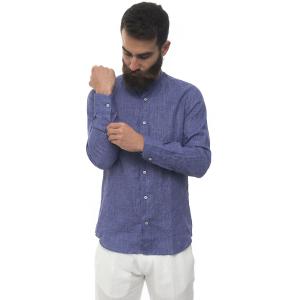 Vincenzo De Lauziers Camicia casual Blu Lino Uomo