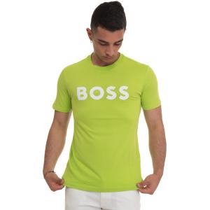 BOSS T-shirt girocollo THINKING1 Verde Cotone Uomo