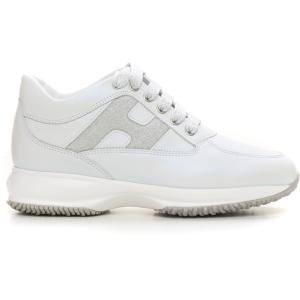 Hogan Sneakers con rialzo allacciata interactive Bianco-argento Pelle Donna