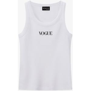 Tank top VOGUE bianco con logo stampato nero