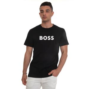 BOSS T-shirt girocollo mezza manica  T-SHIRT-RN Nero Cotone Uomo