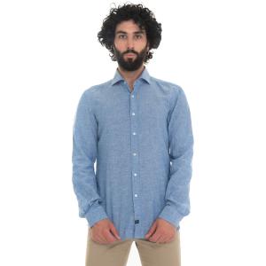Fay Camicia casual Azzurro Lino Uomo