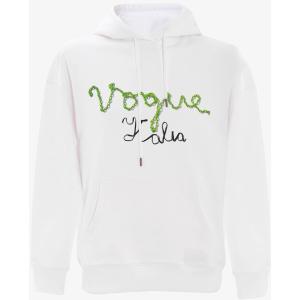 Felpa con cappuccio VOGUE ITALIA bianca con logo stampato