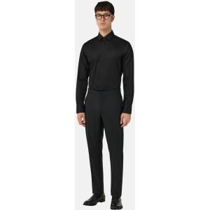 Boggi, Camicia In Raso Di Cotone Slim Fit, Uomo, Nero, Taglia: 37