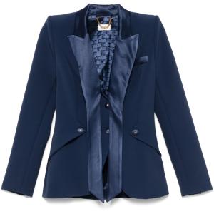 Blazer in crêpe con revers in raso
