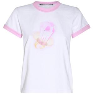 T-shirt In Cotone Bianco E Rosa Alexander Wang Bianco Taglia XS Alexander Wang  Taglia XS