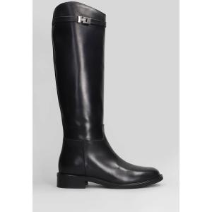 Stivali tacco basso  in Pelle Nera