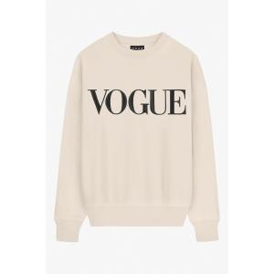 Felpa VOGUE crema con logo ricamato nero