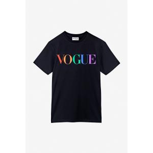 T-Shirt VOGUE nera con logo colorato