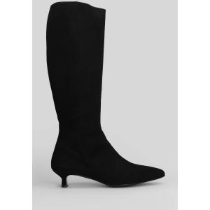 Stivali tacco basso  in Camoscio Nero