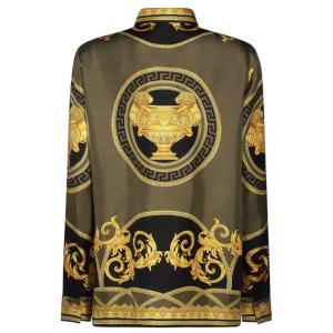 Camicia Di Seta Oro E Nera Versace Metallico Taglia 40 Versace  Taglia 40