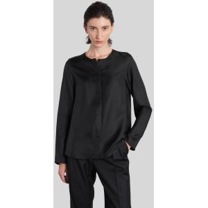 Blusa Una in Seta Nera