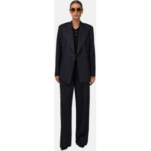 Boggi, Giacca Gessata In Flanella Di Lana, Donna, Navy, Taglia: L