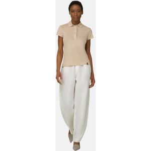 Boggi, Polo In Lino Elasticizzato, Donna, Sabbia, Taglia: S