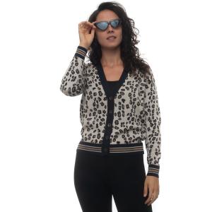 Maria Bellentani Cardigan in maglia Beige-blu Acrilico Donna