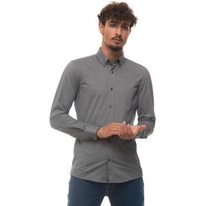BOSS Camicia casual Grigio scuro Cotone Uomo