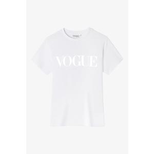 T-Shirt VOGUE bianca con logo stampato tono su tono
