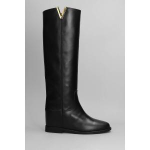 Stivale zeppa interna  in Pelle Nera