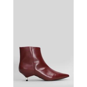 tronchetti tacco basso  in Pelle Bordeaux