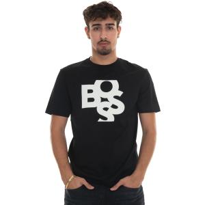 BOSS T-shirt girocollo mezza manica Nero Cotone Uomo