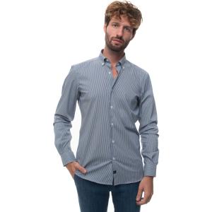 Fay Camicia casual Blu-bianco Cotone Uomo