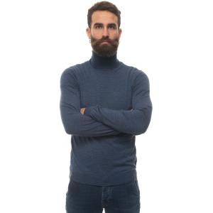 BOSS Pullover collo alto Blu denim Lana Uomo