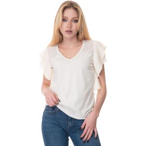 Liu Jo T-shirt manica corta collo a V Ghiaccio Cotone Donna
